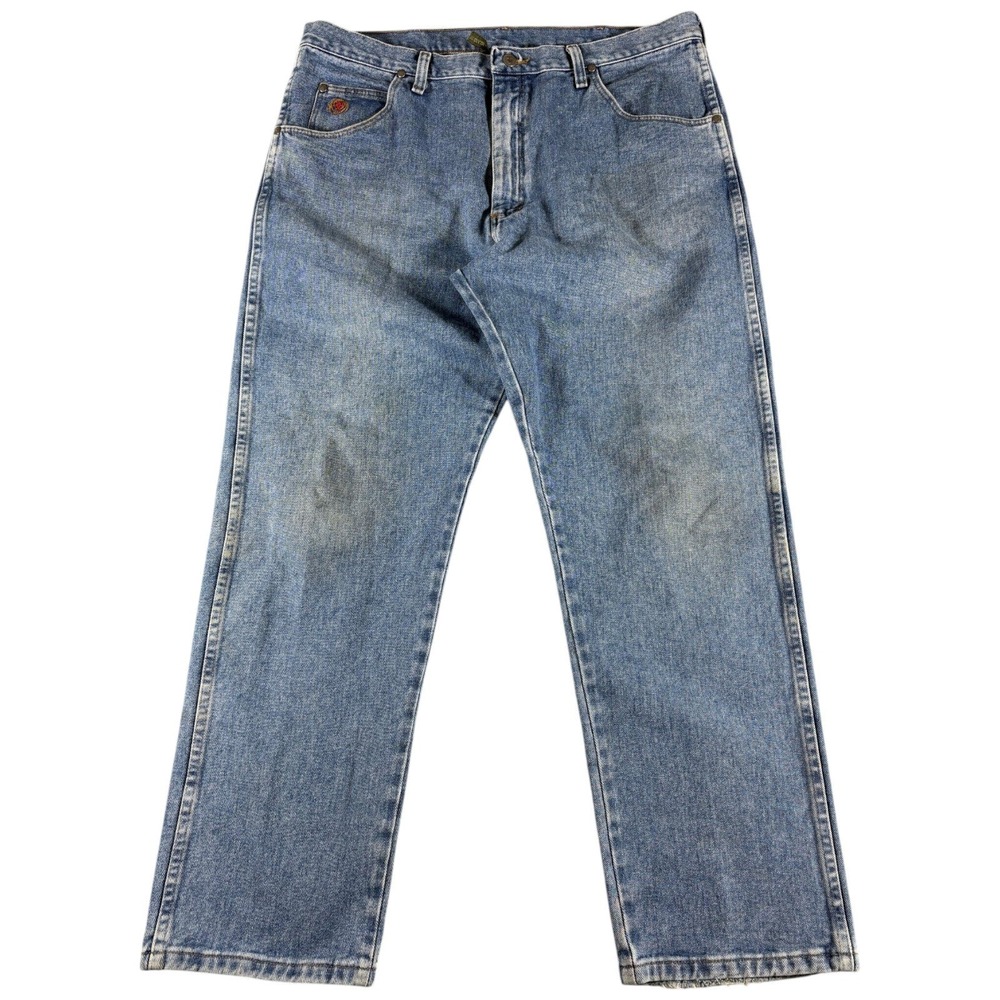 Wrangler 20X Jeans Mens 38x30 Blue Medium Wash Distressed Relaxed Workwear